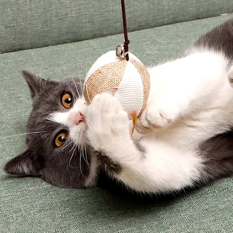 Wooden Cat Wand Toy with Colorful Feathers – Interactive Play for Kittens